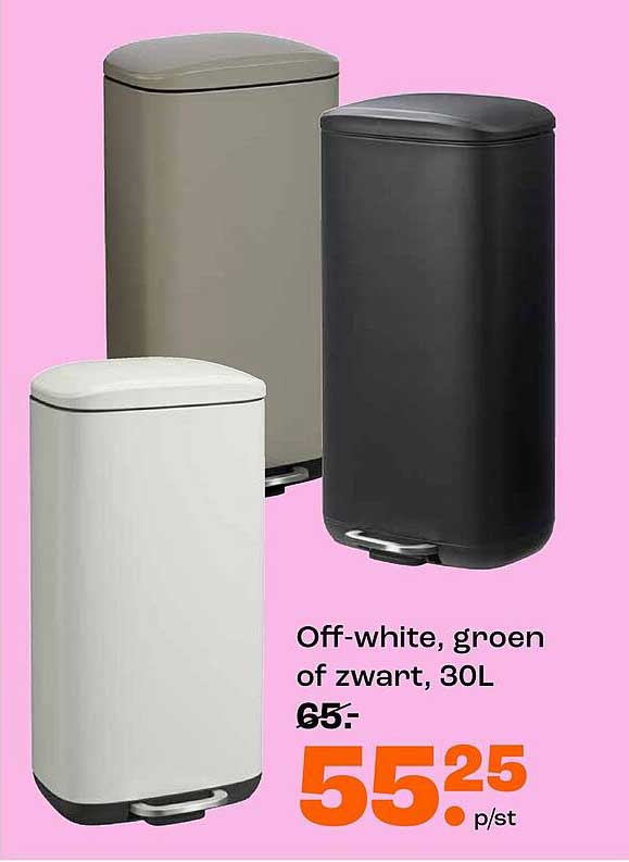 Off-white, groen of zwart, 30L