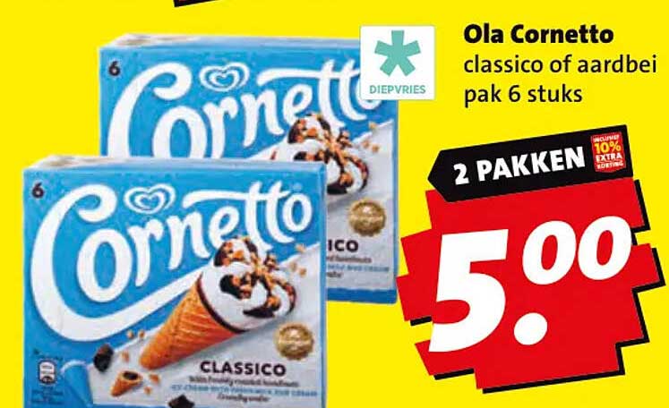 Ola Cornetto classico of aardbei pak 6 stuks 2 PAKKEN