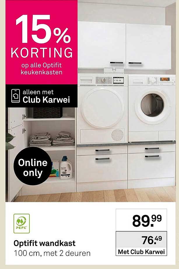 Optifit wandkast 100 cm, met 2 deuren
