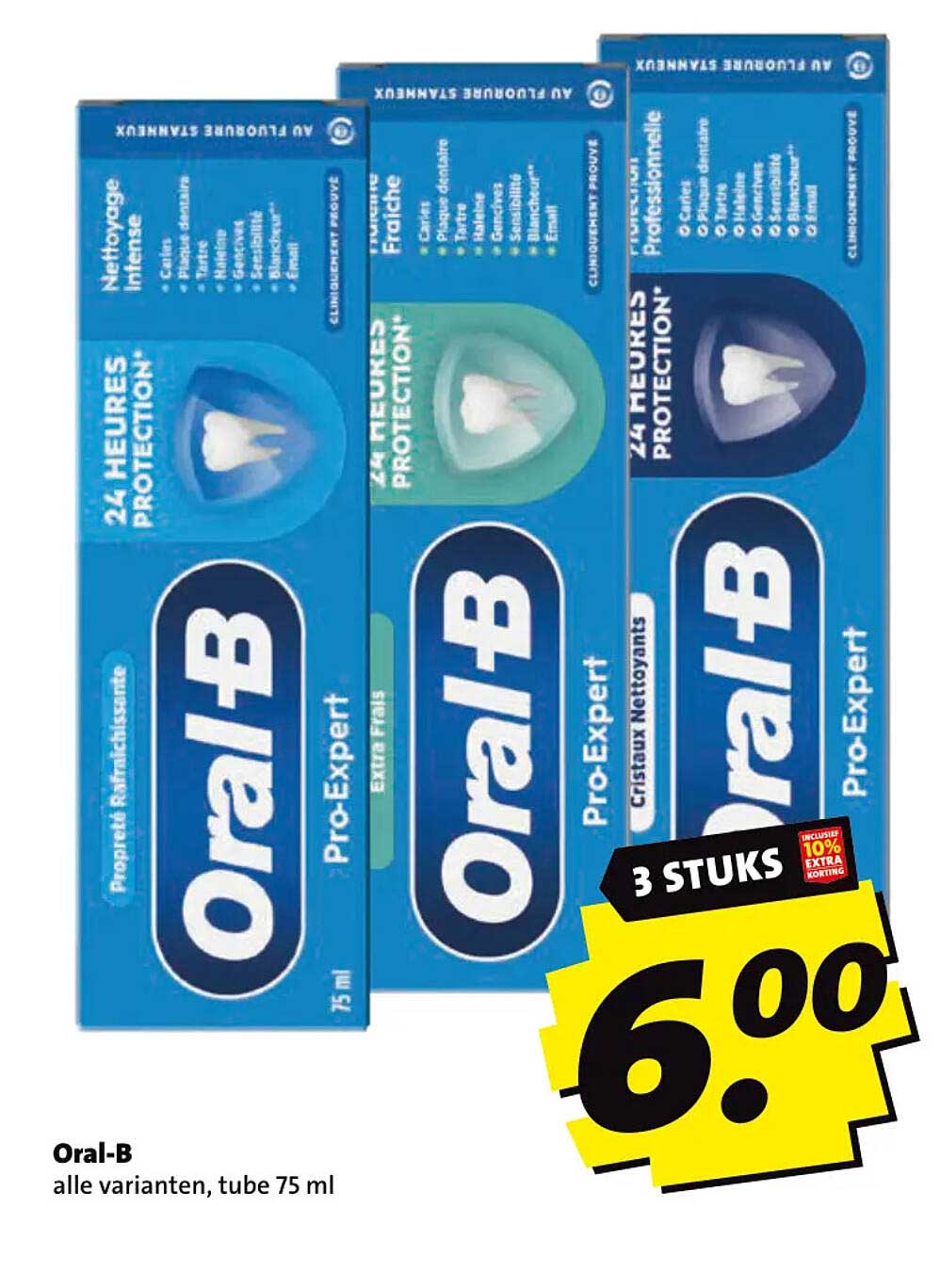 Oral-B alle varianten, tube 75 ml 3 stuks
