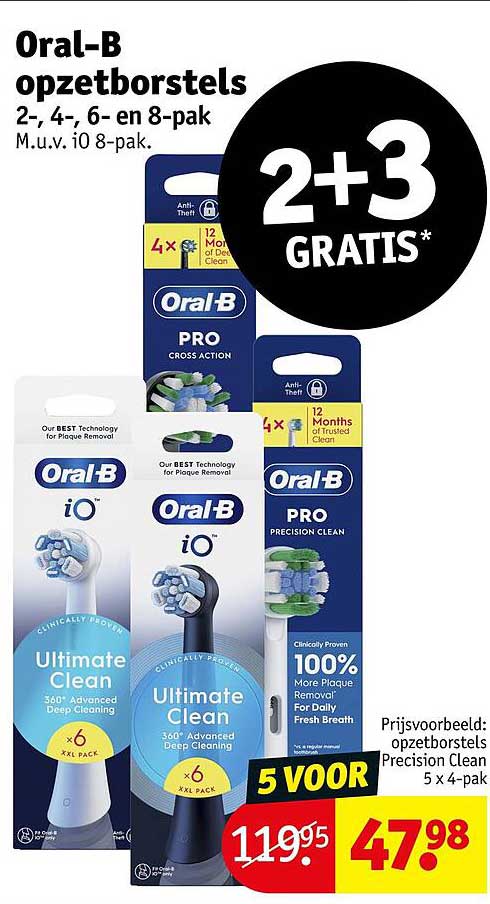 Oral-B opzetborstels 2-, 4-, 6- en 8-pak 2+3 GRATIS*