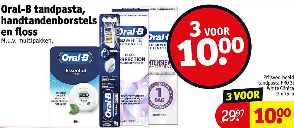 Oral-B tandpasta, handtandenborstels en floss 3 voor 10.00