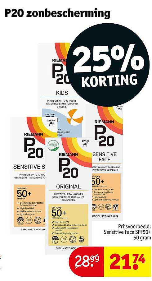 P20 zonbescherming 25% KORTING