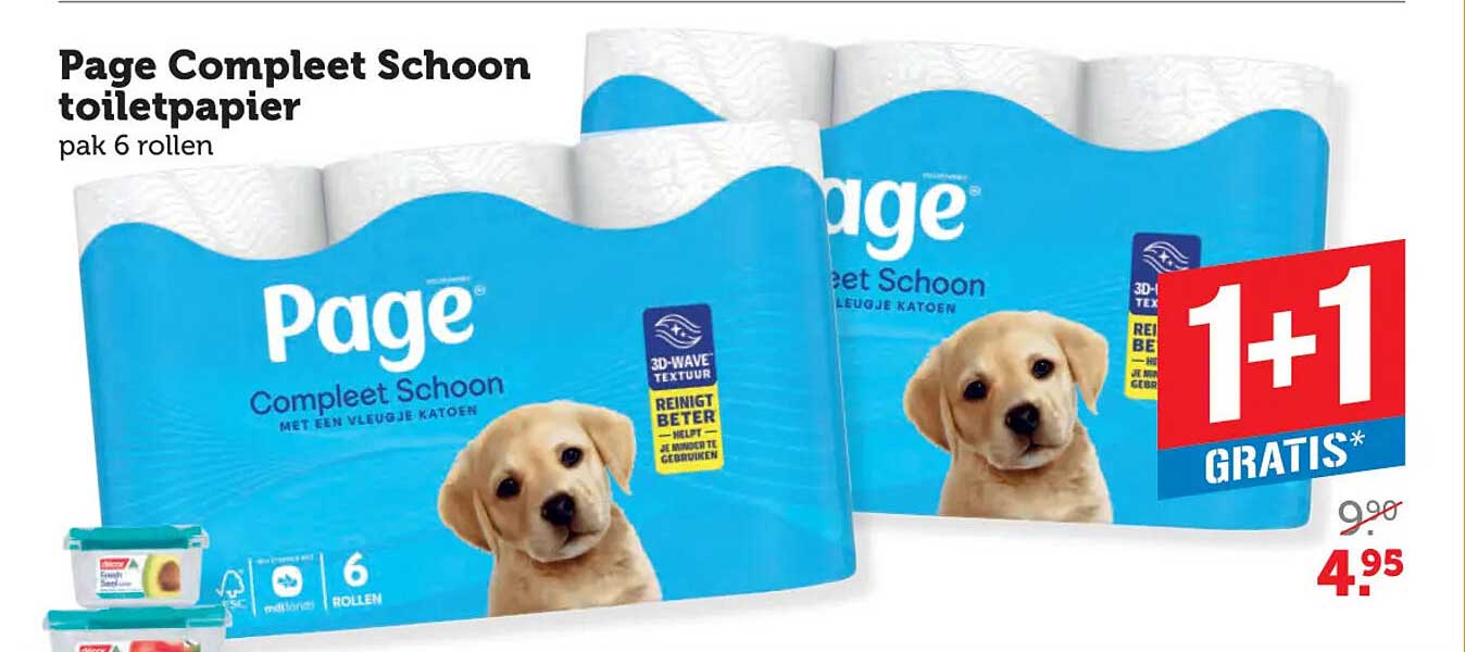 Page Compleet Schoon toiletpapier pak 6 rollen 1+1 gratis