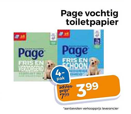 Page vochtig toiletpapier