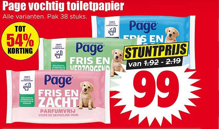 Page vochtig toiletpapier