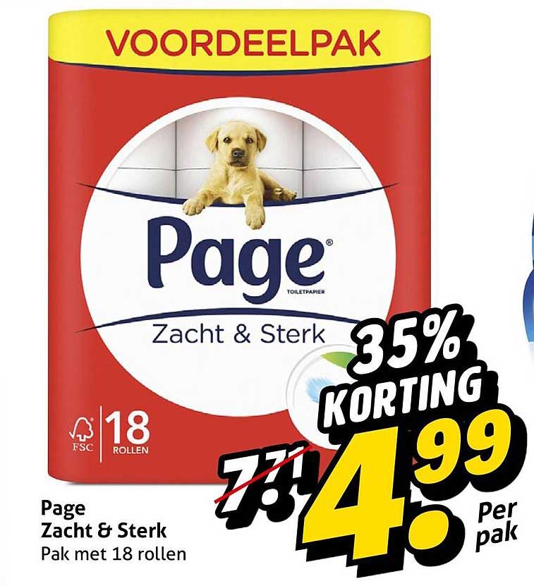 Page Zacht & Sterk Pak met 18 rollen 35% korting