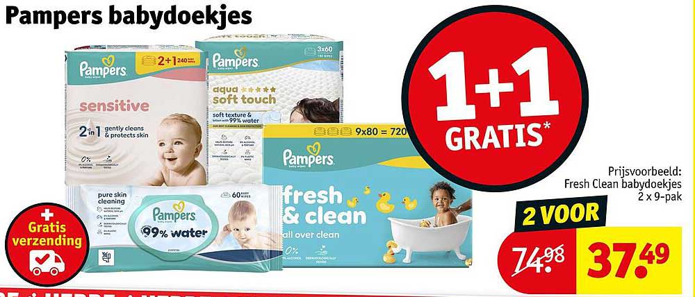 Pampers babydoekjes 1+1 GRATIS*