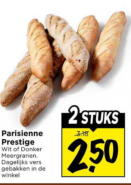 Parisenne Prestige Wit of Donker Meergranen. Dagelijks vers gebakken in de winkel