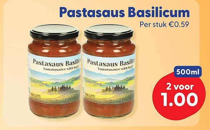Pastasaus Basilicum 500ml 2 voor 1.00