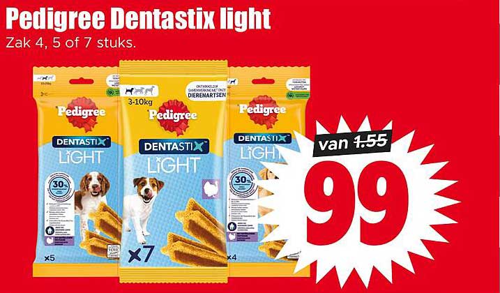 Pedigree Dentastix light Zak 4, 5 of 7 stuks.