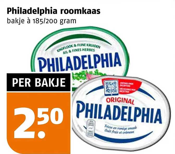 Philadelphia roomkaas bakje à 185/200 gram