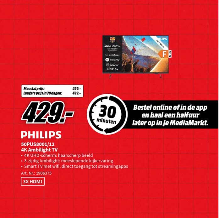PHILIPS 50PUS8001/12 4K Ambilight TV