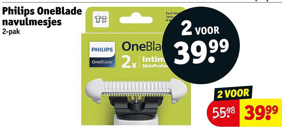 Philips OneBlade navulmesjes 2-pak 2 VOOR 39.99