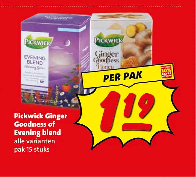 Pickwick Ginger Goodness of Evening blend alle varianten pak 15 stuks