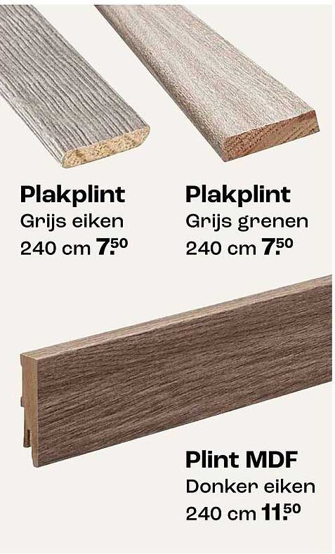 Plakplint Grijs eiken 240 cm