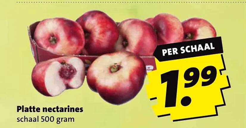 Platte nectarines schaal 500 gram PER SCHAAL