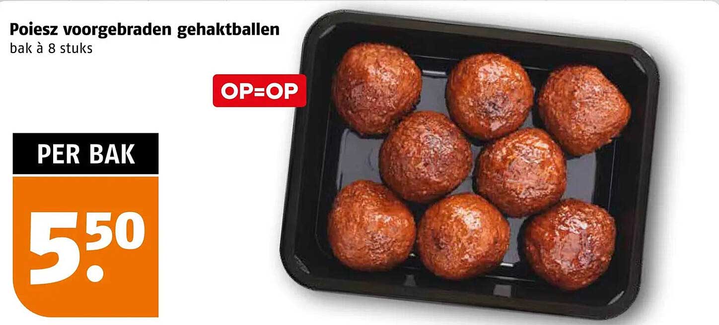 Poiesz voorgebakken gehaktballen bak à 8 stuks OP=OP