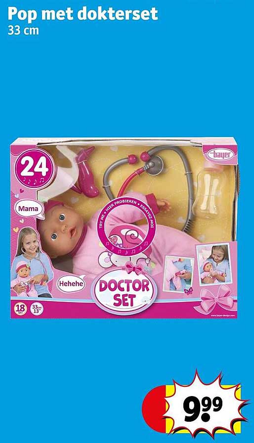 Pop met dokterset 33 cm