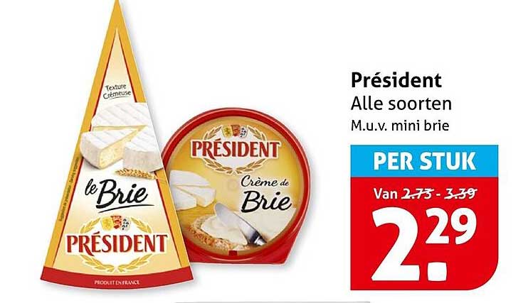 Président Alle soorten M.u.v. mini brie PER STUK