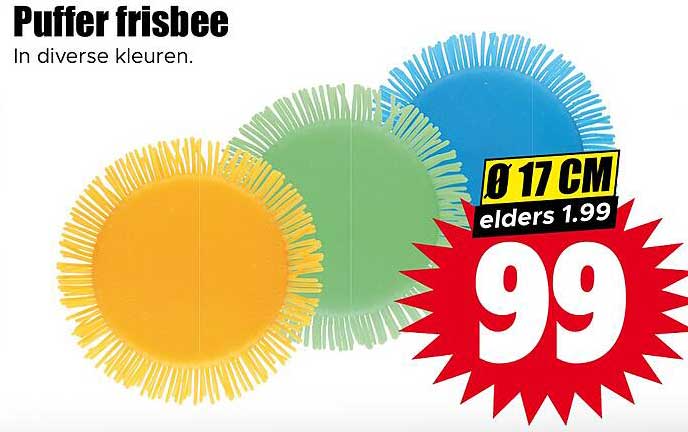 Puffer frisbee In diverse kleuren. Ø 17 CM elders 1.99