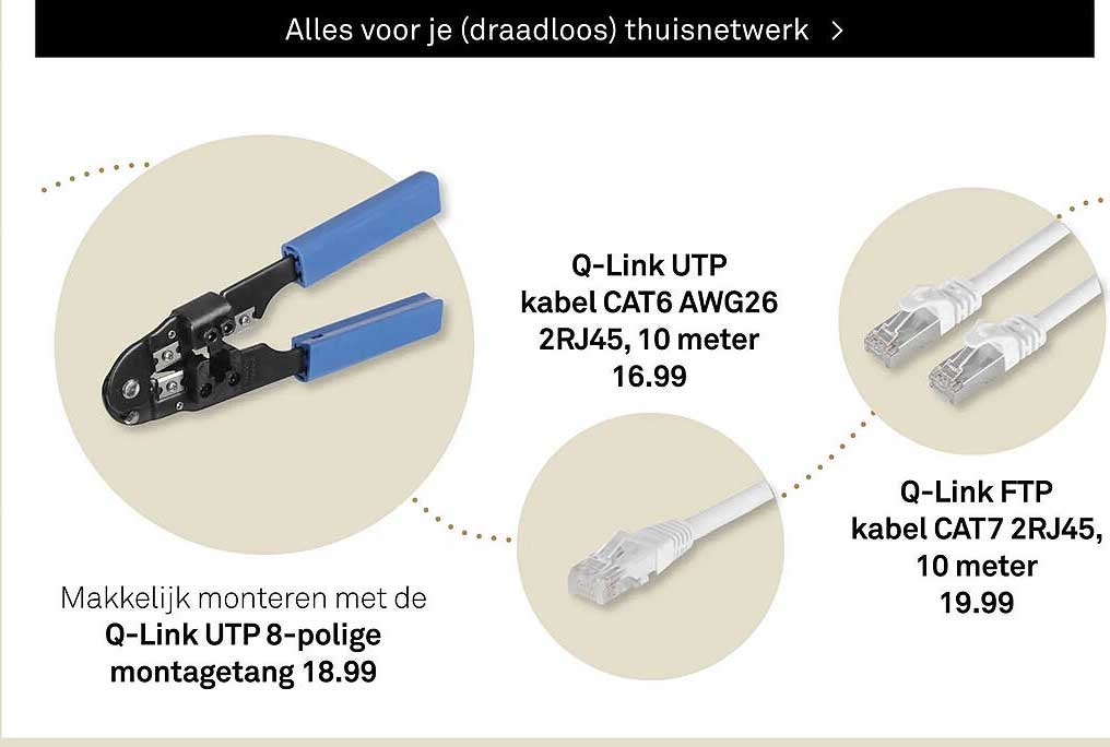 Q-Link UTP kabel CAT6 AWG26 2RJ45, 10 meter