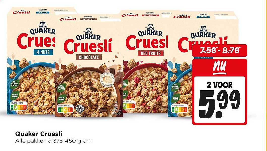 Quaker Cruesli Alle pakken à 375-450 gram