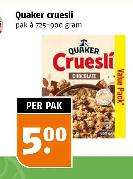 Quaker cruesli pak à 725-900 gram