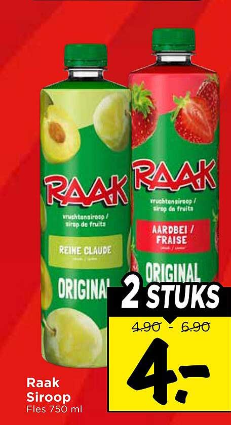 Raak Siroop Fles 750 ml 2 stuks