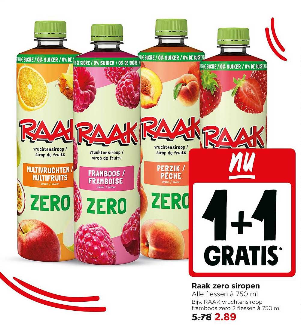 Raak zero siropen 1+1 gratis