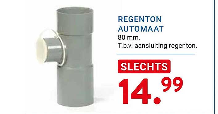 REGENTON AUTOMAAT 80 mm. T.b.v. aansluiting regenton. SLECHTS