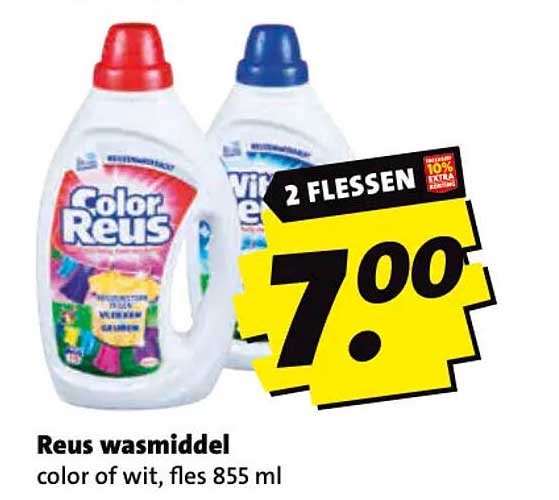 Reus wasmiddel color of wit, fles 855 ml 2 FLESSEN