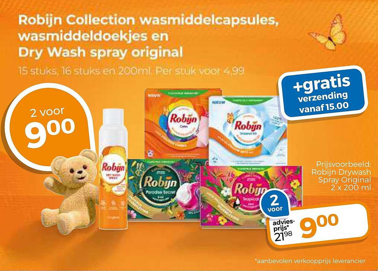 Robijn Collection wasmiddellcapsules, wasmiddeldoekjes en Dry Wash spray original