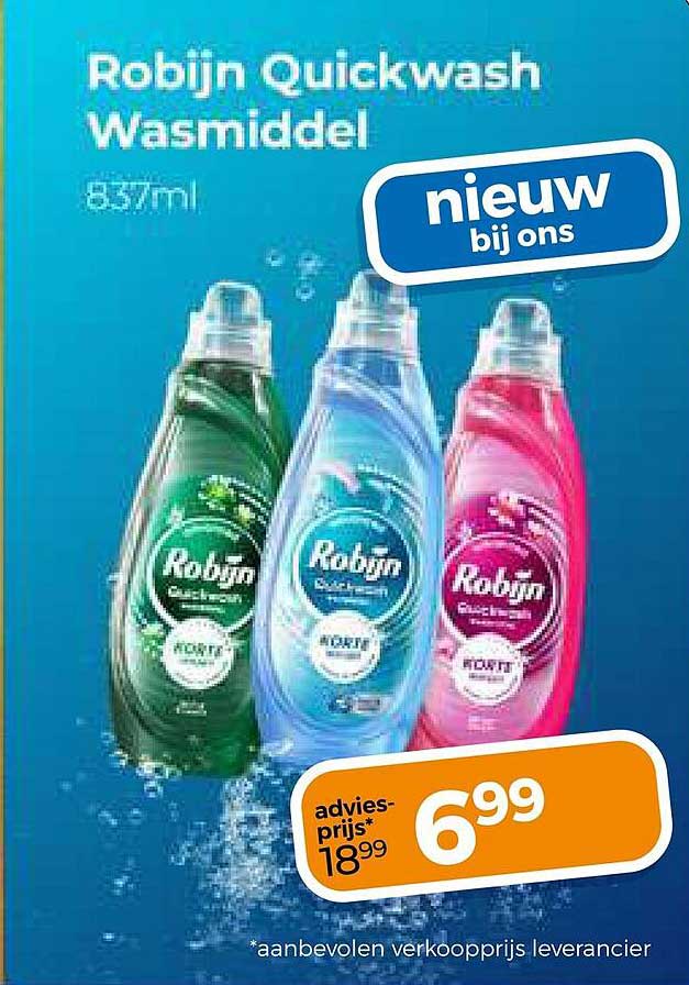 Robijn Quickwash Wasmiddel 837ml nieuw bij ons
