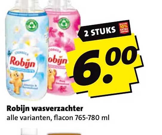 Robijn wasverzachter alle varianten, flacon 765-780 ml 2 STUKS