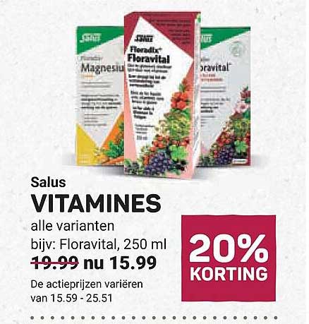 Salus VITAMINES alle varianten bijv: Floravital, 250 ml 20% KORTING