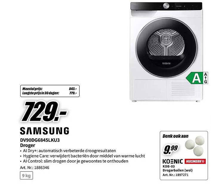 SAMSUNG DV90DG6845LKU3 Droger