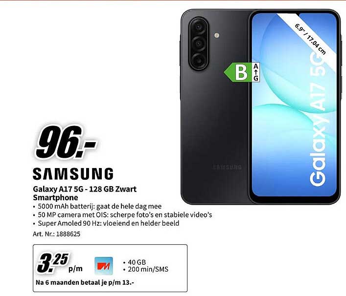Samsung Galaxy A17 5G - 128 GB Zwart Smartphone