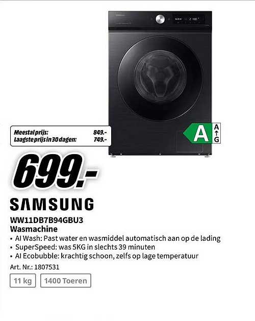 SAMSUNG WW11DB7B94GBU3 Wasmachine