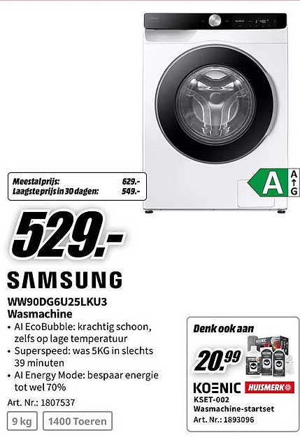 SAMSUNG WW90DG6U25LKU3 Wasmachine