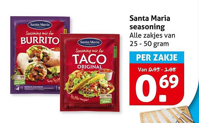 Santa Maria seasoning Alle zakjes van 25 - 50 gram PER ZAKJE