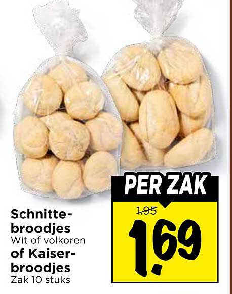 Schnitte-broodjes Wit of volkoren of Kaiser-broodjes