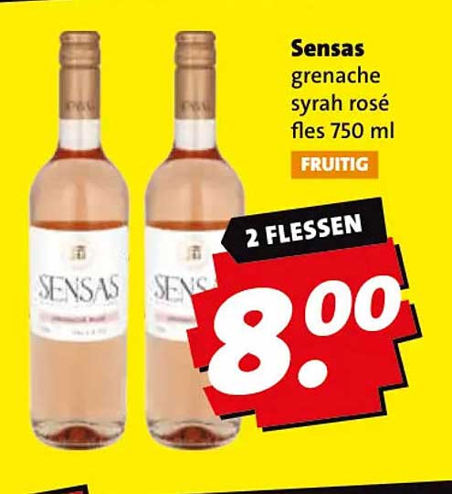 Sensas grenache syrah rosé fles 750 ml FRUITIG 2 flessen