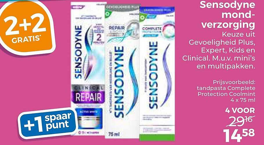 Sensodyne mondverzorging 2+2 gratis +1 spaarpunt
