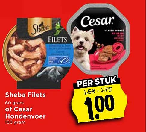 Sheba Filets of Cesar Hondenvoer PER STUK