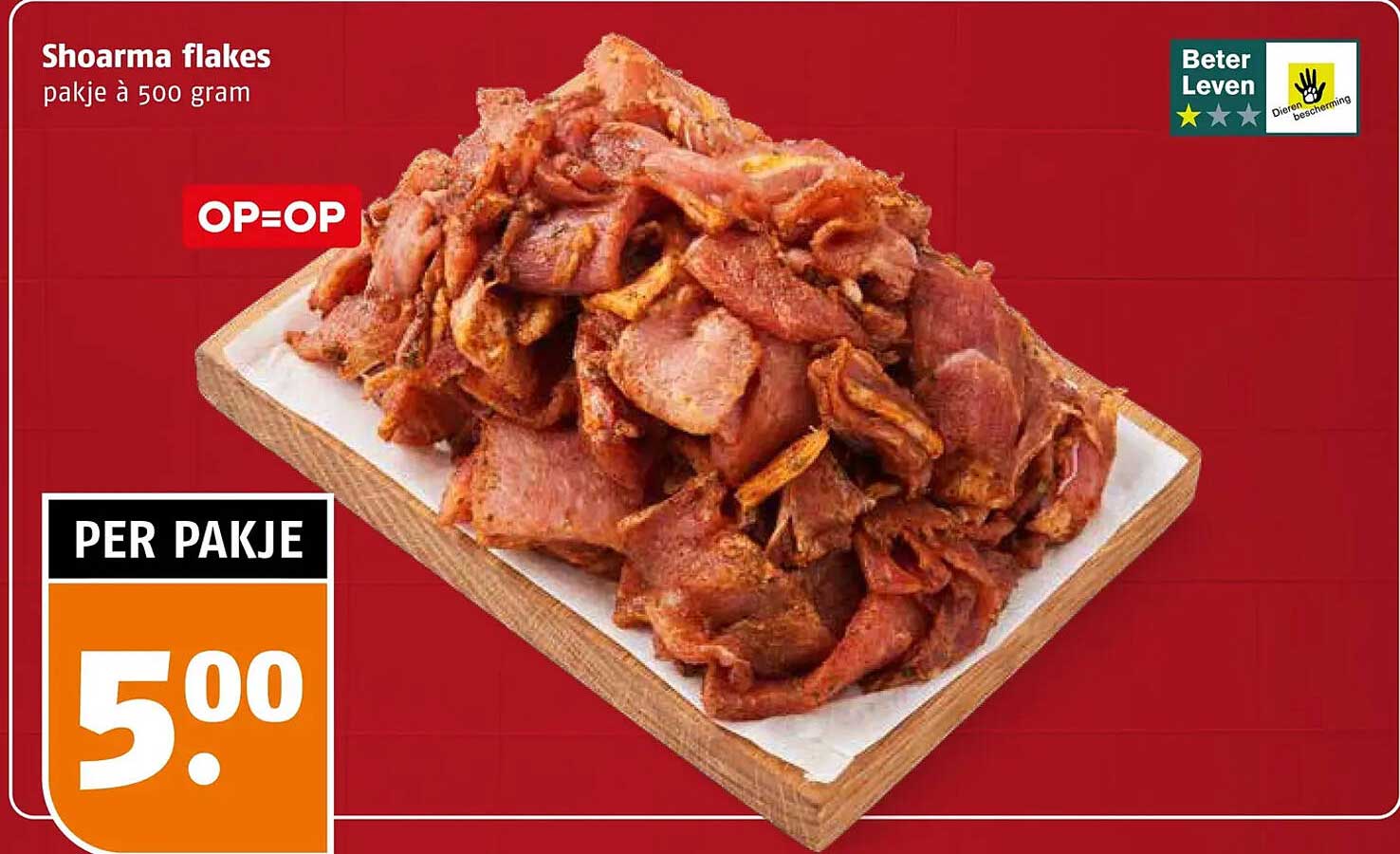 Shoarma flakes pakje à 500 gram OP=OP