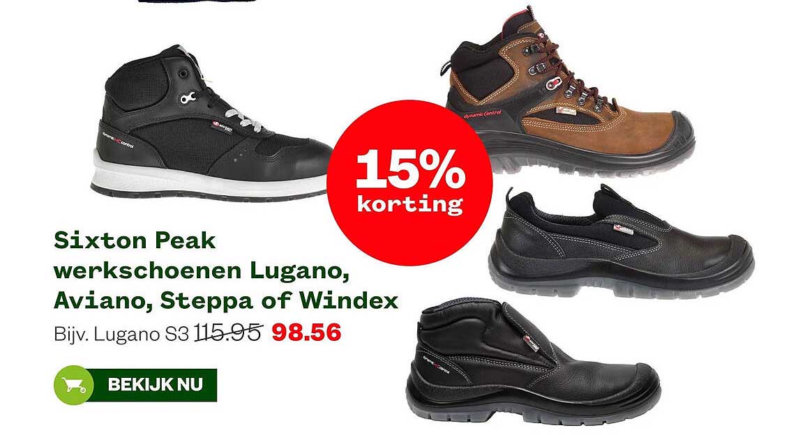 Sixton Peak werkschoenen Lugano, Aviano, Steppa of Windex 15% korting
