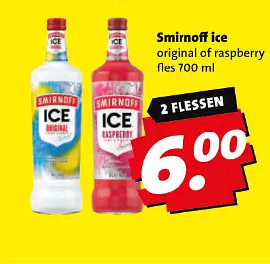 Smirnoff ice original of raspberry fles 700 ml 2 flessen