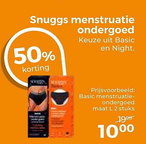 Snuggs menstruatie ondergoed Keuze uit Basic en Night. 50% korting