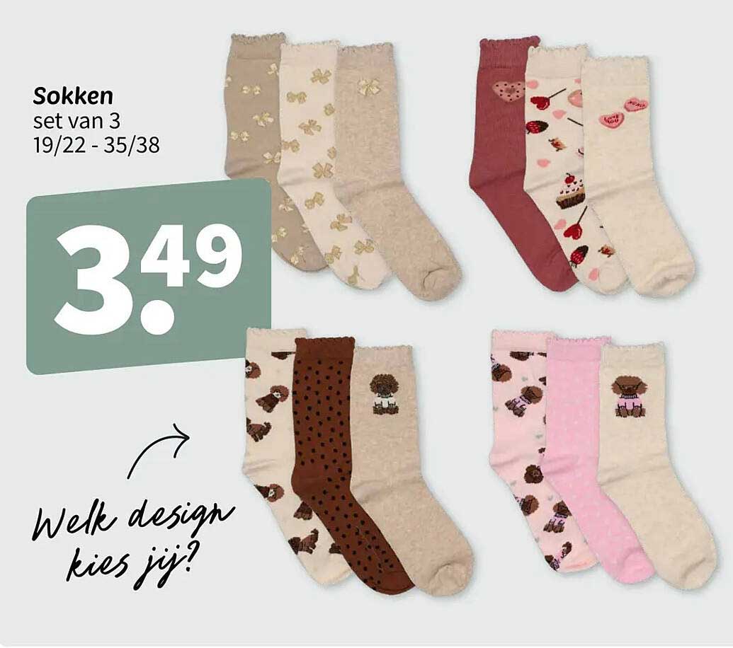Sokken set van 3 19/22 - 35/38